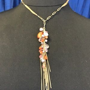 Gold necklace with semiprecious stones